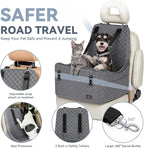 Dog Car Seat for Small/Medium Dogs Up to 35 lbs – Patented Safety System, 5" Memory Foam Pet Booster Car Seat, Fully Detachable and Washable Dog Carseat with 2 Storage Pockets (Grey)