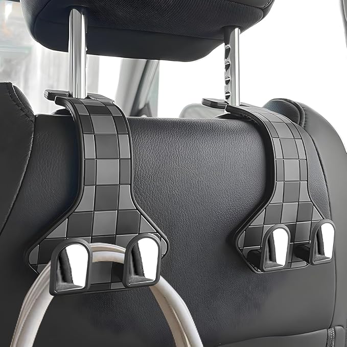 HZEL Car Seat Headrest Hooks, 2PCS Vehicle Seat Back Headrest Hanger Organizer for Handbag Purse Coat, Multifunctional Auto Interior Storage Hook, Universal for SUV RV Truck (Gray)