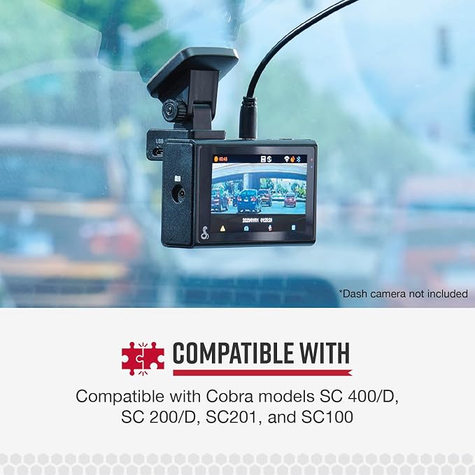 Cobra SC Smart Dash Cam Series 12 Volt Power Adapter with MicroUSB Cable with 6 Foot Cord (CA-CLAMICRO-01)
