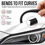 16.5Ft Universal Car Weather Stripping - T-Shape Rubber Edge Trim (5x7mm), Self-Adhesive Automotive Sealing Strip for Windshield, Bumper, Fender Flare & Side Skirt, Soundproof & Waterproof