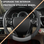 Microfiber Leather Steering Wheel Cover for Honda Accord,Civic,CR-V,HR-V,Pilot(Black+Gray-Standard Size)