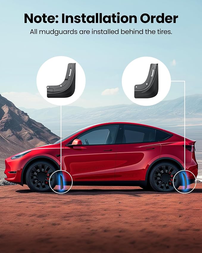2026 Tesla Model X Accessories - Mud Flaps [Protect Paint, No Drilling Required] All-Weather Splash Guard Body Kits for Model X 2022-2026, Black (Set of 4)