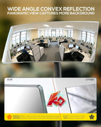 Clip On Cubicle Mirror to See Behind You at Computer Desk | 6.7 x 3 in acrylic convex rear view mirror for monitor, laptops, PC screens, office, reception and open office workspaces