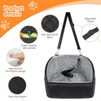 Dog Car Seat for Small Dogs,Detachable Washable Dog Booster Seat Under 30lbs, Pet Car Seat Travel Bed with Storage Pockets and Dog Safety Belt (Black/Grey)