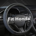 Customized Auto Car Steering Wheel Cover for Honda Accord CR-V HR-V Pilot Civic(Diamond Quilted -Black+Blue-Standard Size)