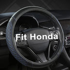 Customized Auto Car Steering Wheel Cover for Honda Accord CR-V HR-V Pilot Civic(Diamond Quilted -Black+Blue-Standard Size)