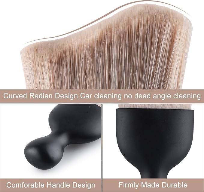 Car Detailing Brushes, Car Interior Dust Sweeping Soft Brush, Soft Bristles Brush Cleaning Tool for Automotive Dashboard, Air Conditioner Vents, Computer, Scratch Free(Ivory White)