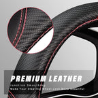 Microfiber Leather Auto Car Steering Wheel Cover, Universal Fit 15 Inch Anti-Slip Wheel Protector, Black