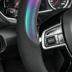 Chameleon Iridescent Reflective PU Leather Steering Wheel Cover,15Inch Universal Fit for 95% Suvs,Sedans,Vans,Trucks for Unique Cute Women Lady Girly(Black Colorful Color Change) Multicolor