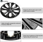 4-Pack Universal Hubcaps Wheel Covers Replacement R17, Steel Wheel Rim Cover for Most Cars Trucks Sedans SUV, 17" 17 in Hub Caps (Bright Black Color, 17 inch)