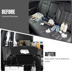 5-in-1 Back Seat Car Organizer and Storage with Extendable Cup Holder, Tissue Holder, Phone Holder, Hanging Hooks, Trash Bin, Back of Seat Car Headrest Organization Accessories for Women Man