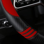 Car Steering Wheel Covers for Women Padded Carbon Fiber PU Leather Cute Auto Interior Accessories for Vehicle, Sedan, Universal, Anti Slip, Red, Standard Size, 14.75-15.15in