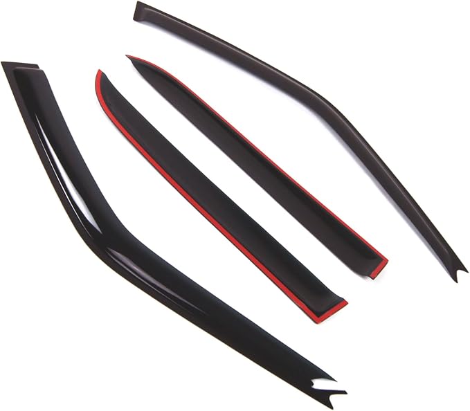 WD2-514 Dark Smoke 4 Pcs Set Window Visor (Outside Mount) Deflector Rain Guard Compatible with 1988-1991 Honda Civic Sedan
