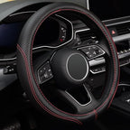 Microfiber Leather Auto Car Steering Wheel Cover, Universal Fit 15 Inch Anti-Slip Wheel Protector, Black