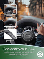 Car Steering Wheel Cover, Non-Slip Silicone Material, Multiple Color Choices, Universal Auto Parts Steering Wheel Cover, Suitable for Most Cars (Grey2PCS)