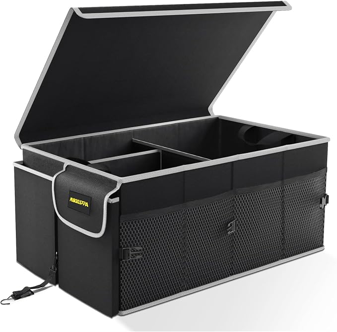Car Trunk Organizer - 65L Collapsible Trunk Organizer with Lid, Sturdy Car Storage for SUV Auto Truck Van with Adjustable Straps and Non Slip Bottom