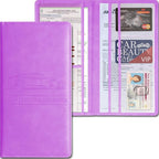 Car Accessories Registration and Insurance Holder,Leather Essential Card Magnetic Shut Vehicle Glove Box Organizer Case for Auto Driver License Document Truck Motorcycle Boat-Purple