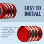 Tire Valve Stem Cap Cover - (5 Pack) Tire Air Caps Metal with Plastic Liner Corrosion Resistant Leak-Proof for Car Truck Motorcycle SUV and Bike Red