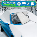 Car Magnetic Windshield Snow Cover, 4-Layer Vehicle Windshield Protection Cover with Side Mirror, Auto Windscreen Sun Shade for Ice Frost Sunlight, Universal for Truck Van Sedan