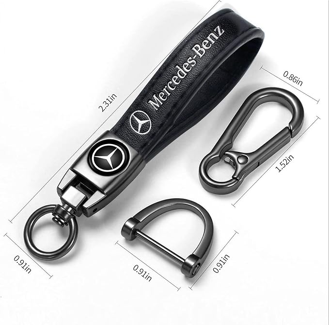 Car Tire Valve Stem Caps and Car Keychain Combo Compatible with Mercedes Benz C E S M Serie CLK GLK GL AB AMG GLS GLE AMG Keyring for Men and Women Family Present Car Accessories