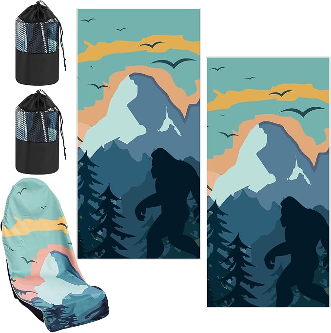 Car Seat Towel Covers with Storage Bag Seat Post Workout Sweat Cover Washable Non Slip for Car Towel for Dog Pet Workout Outdoor Sport Activities(Sasquatch)