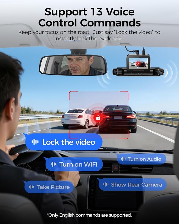 360° 4 Channel Dash Cam Front and Rear Inside, Built-in 128GB eMMC, 2K+1080P*3 Dashcam, Left Right, Voice Control, 5G WiFi Dash Camera for Cars with 4 Adjustable Lenses, IR Night Vision, M660