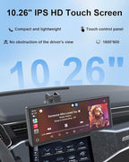 HK5 Carplay Screen for Car, 10.26’’ HD Wireless Apple Carplay & Android Auto Touchscreen with Backup Camera, Car Play Screen iOS 26 Compatible, GPS Navigation/Mirror Link/Siri/FM (No Front Camera)