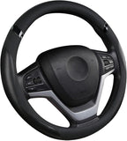 Car Steering Wheel Cover for Men Women Universal Leather Steering Covers for Car SUV (Full-Black)