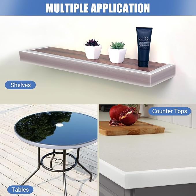 Clear Rubber Edge Trim, Self-Adhesive Flexible Edge Guard, U Shaped Edge Banding, Peel and Stick 2-1/2"(63mm) Wide Size U Shaped Protector, Baby Proof Guards for Wood, Furniture, 20Ft