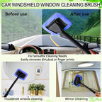 Car Windshield Cleaner Tool with Extendable Handle, Inside Auto Window Glass Cleaning Kit with 5 Washable Microfiber Pads, Streak-Free Defogger Wand for Deep Dashboards & SUVs