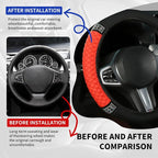 Bling Car Steering Wheel Cover, 15 Inch Rhinestones Soft Leather Elastic Steering Wheel Protector, Sparkly Crystal Diamond for Women, Car Interior Accessories for Most Cars (Red)