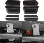 4PCS Door Side Storage Box for Ford Fusion 2013 2014 2015 2016 2017 2018 2019 2020 Front and Rear Accessories Phone Holder Door Grab Handle Pocket Storage Organizer ABS Plastic, Black Mat