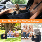 Dog Car Seat for Small & Medium Dogs, Detachable & Washable Booster Seat for Pets Up to 30lbs, Travel Bed with Storage Pockets and Safety Belt – Black