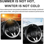 Black & White Nappa Leather Steering Wheel Cover, 14.5-15 inch Universal Car Steering Wheel Cover Non-Slip Breathable Absorbing Sweat Car Accessories