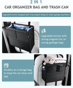 2 Pack Car Backseat Organizer and Trash Can 2-in-1, Premium Hanging Front and Seat Back Organizer, Waterproof Organizer Storage Upgraded for Car Truck SUV
