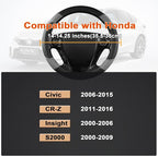 Steering Wheel Cover for Honda Civic(2006-2015),CR-Z, Insight, S2000 (Gray+Black-Small Size)