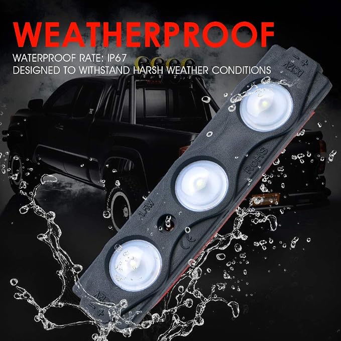 White Truck Pickup Bed Light Kit, 24 Led Cargo Rock Lighting Kits w/Switch for Van Off-Road Under Car, Side Marker, Foot Wells, Rail Lights - 8 PCS