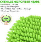 62'' Car Wash Brush with Long Handle Chenille Microfiber Car Wash Mop Mitt Kit Scratch-Free Car Cleaning Brush Care Kits with Replacement Head Supplies for Cars RV Truck Boat