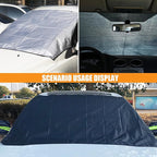 82"×49" Car Windshield Cover for Ice and Snow, All-Seasons Windshield Sunshade with Anti-Theft Straps and Side Mirror Covers, Waterproof Windproof Car Frost Protector, Portable Winter Car Accessories