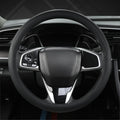 Thin Slim Car Steering Wheel Cover, Universal 14.5-15 inch Nappa Leather Steering Wheel Cover, Ultra Thin, Anti-Slip, Breathable(Black-Standard Size)