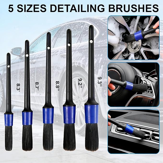42Pcs Car Detailing Kit, Car Detailing Brush Set, Car Wash Cleaning Kit, Car Detailing Brushes, Professional Car Care Kit for Interior Exterior Wheels, Blue (42)