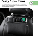 2 PCS Car Seat Side Storage Pocket, Leather Self-Adhesive Car Seat Storage Pouch, 5.94" x 7.44" Multifunctional Convenient Auto Organizer Bag for Phone Keys Sunglass & Wallet (Black)