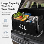 PAT SAM'S Trunk Organizer for SUV, Collapsible Car Trunk Organizer with Dividers, Waterproof 600D Oxford, Non-Slip Storage Organizer for Groceries, Tools, Travel, Truck & Car (Black)