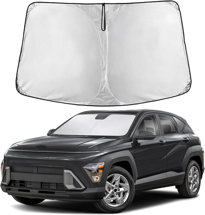 Windshield Sunshade Compatible for Hyundai Kona 2024 2025 2026, Sun Visor for Front Windshield & Window Sun Shade Cover, UV Heat Blocker & Protector, Car Accessories