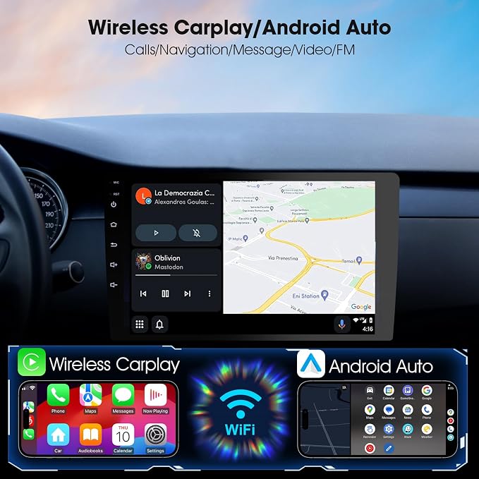 Carplay Screen for Car, 9 inch Wireless CarPlay & Android Auto,Backup Camera,Double Din Car Stereo,GPS Navigation, ZLink,Audio Receivers, Music Player (9 inch)