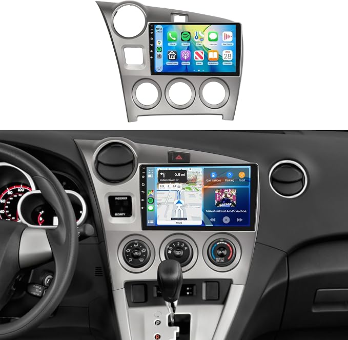 8Core 6GB+128GB Android 15 Radio for Toyota Matrix 2009-2014 Car Stereo with 9 Inch 1280x720 IPS Touchscreen,Wireless Carplay/Android Auto GPS DSP 46EQ 5.0Bluetooth WiFi FM/RDS SWC Camera