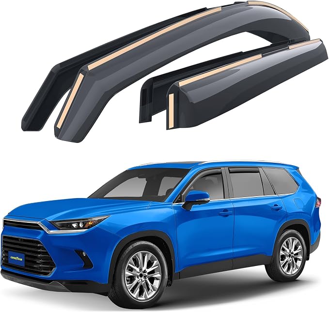 Goodyear Shatterproof in-Channel Window Deflectors for Toyota Grand Highlander 2024-2026, Rain Guards, Window Visors for Cars, Vent Deflector, Car Accessories, 4 pcs - GY008424