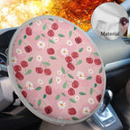 Pink Steering Wheel Sun Shade Cover,Cherry Car Accessories Cooling Steering Wheel Cover Women,Anti-Heat Steering Wheel Sun Block Cover,17 inch Universal Fit for Cars SUV Trucks Sedan