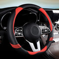 Premium Grip Steering Wheel Cover with Anti-Slip Rubber Ring, Made of Carbon Fiber & Breathable PU Leather, Universal Fit for 14.5-15 Inch Car and SUV (Passion Red)