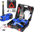 Electric Car Jack kit 5 Ton 12V Electric Floor Jack Lift for Vehicle, Electric Hydraulic Jack Auto Repair Tool Set with Built-in Inflator and Impact Wrench for SUV Sedan Truck Tire Change Blue